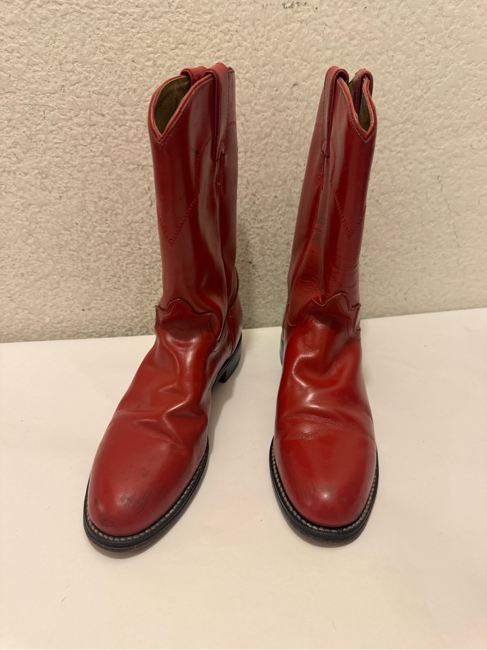 Tony Lama Red Leather Western Cowboy Boots